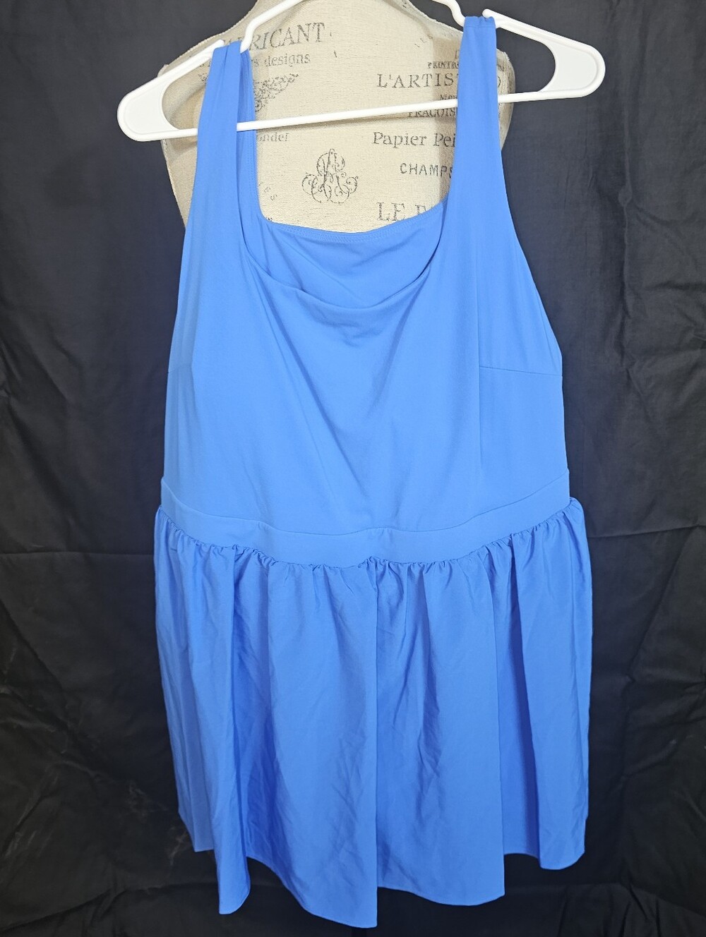JoyLab Bright Blue Sleeveless Romper with Skirted Shorts